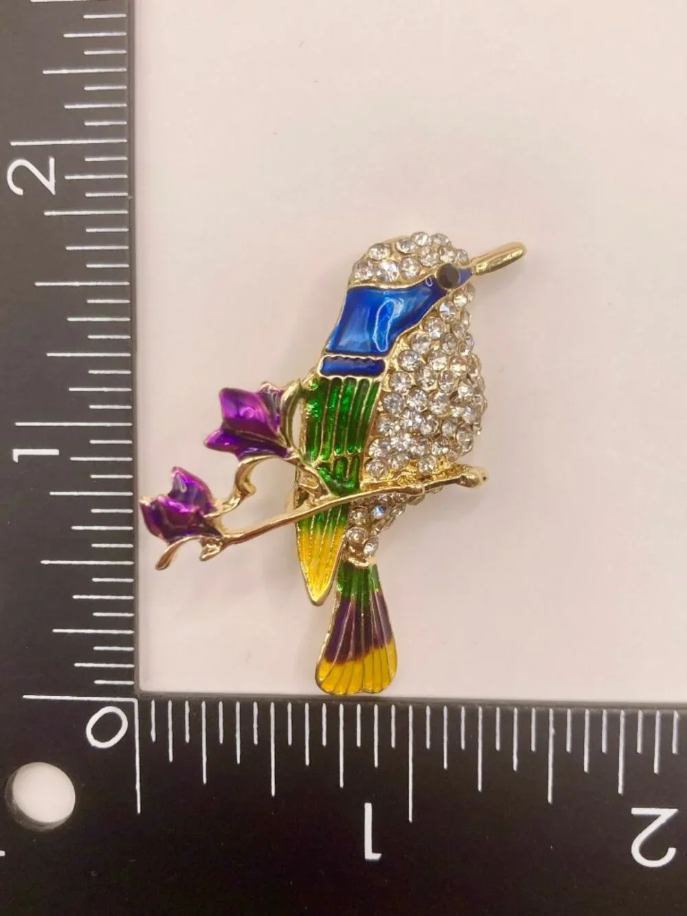Colorful Rhinestone Hummingbird Brooch Pin -101B